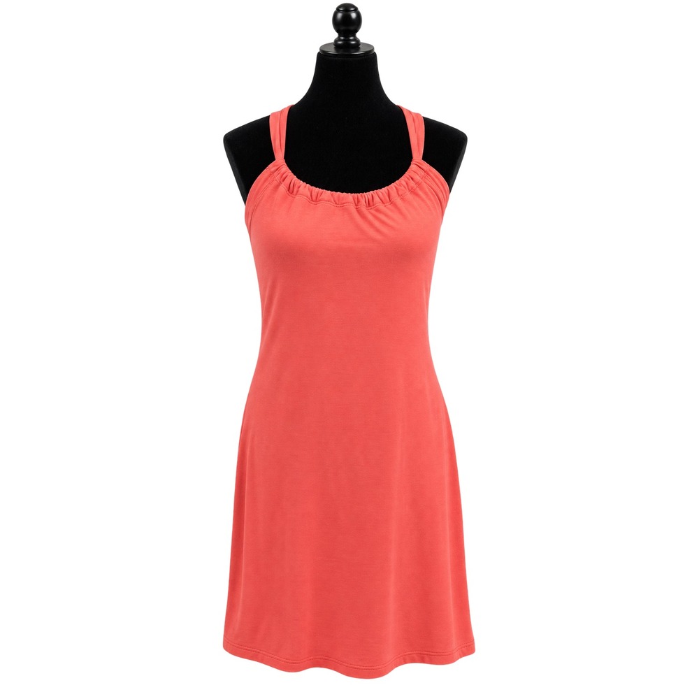 Prana Womens Medium Coral Sport Dress Racerback Shelf Bra Stretch Sleeveless